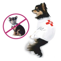 Hunde-OP-Anzug, wei mit rotem Kreuz, 3XL