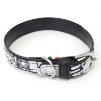 dog collar My English artifical leather with Jacquard 35x1,5