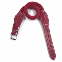 Dog Collar Cotton Deluxe leather red